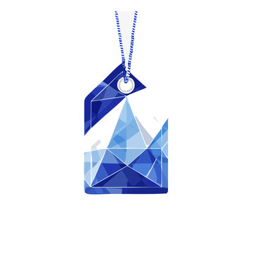Low Poly Mountain Tag with String