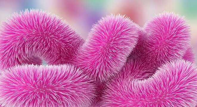 Abstract background featuring vibrant pink fluffy textured shapes.