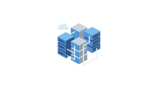 Isometric Data Center Cloud Computing Server Illustration