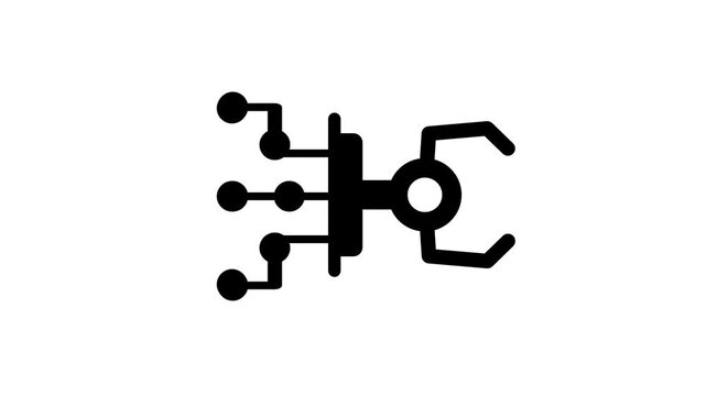 A complex robotic arm or mechanical assembly with multiple joints and connectors representing advanced industrial automation system