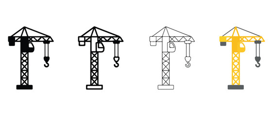 Obraz premium construction cranes with hooks on white background for engineering and architecture projects industrial equipment icons