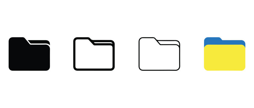 file folder icons in various styles on a white background for organization and computer concepts related to data storage  file management  and digital organization tools