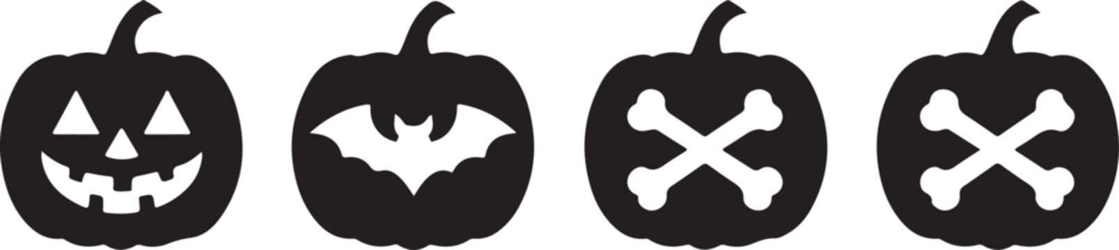 4 vector Halloween designs of earrings, pendant or keychain with pumpkin shape. Jewelry silhouette cut template. Laser cutting with leather, wood or metal