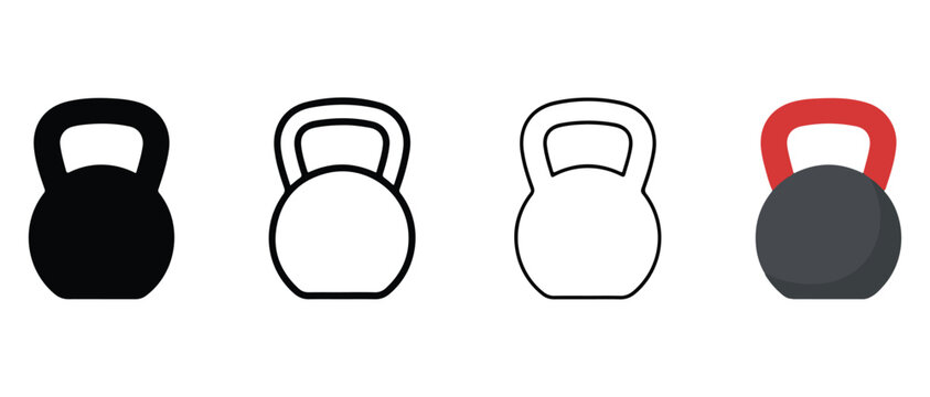 kettlebell icons for fitness and workout illustrations  various weights and colors
