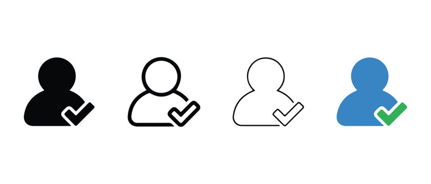  user profile icons with checkmarks on white background