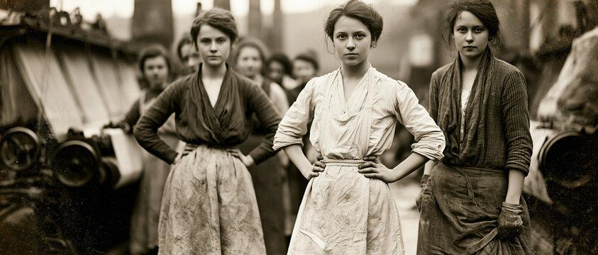 Women Textile Factory Workers in Industrial Era AI Generative