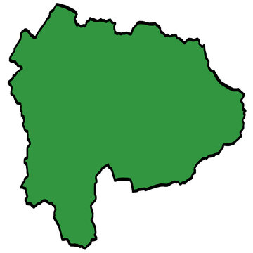 山梨県地図 中部地方 緑色 筆タッチ 和風 東日本 / A brushstroke map of Yamanashi Prefecture / green