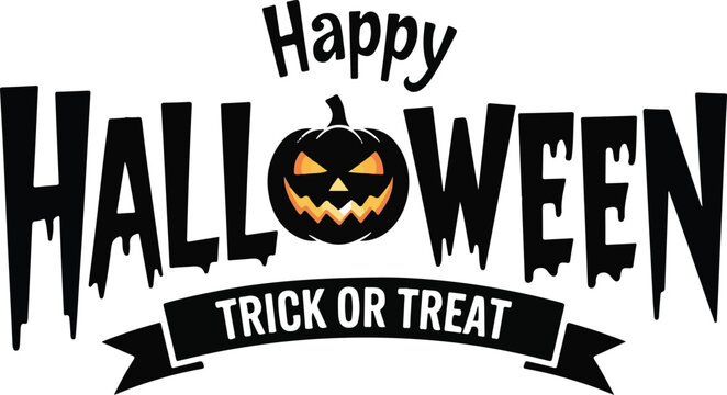 Happy Halloween Text Banner, Vector