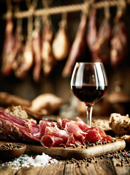 Rustic Cured Meat and Red Wine AI Generative