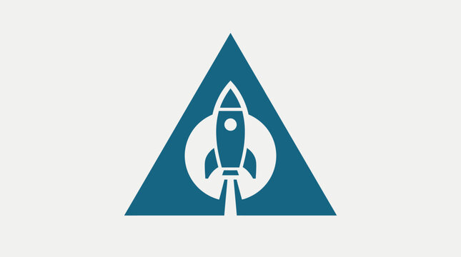 Rocket Launching Triangle Logo, Startup, Innovation Concept