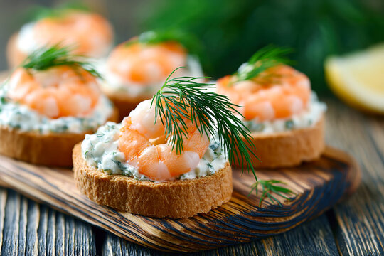 Shrimp Canap&eacute;s with Cream Cheese and Lemon &ndash; AI Generative