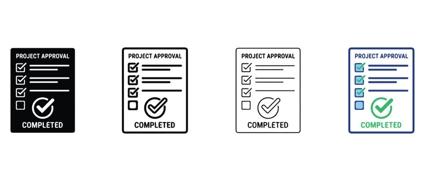 Project approval checklists in different colors and styles for business and management tasks  various checklist designs for project completion and approval processes