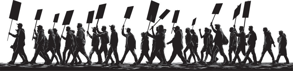 A group of striking workers, demonstrators, protesters,  teachers and labor unions holding signs and exercising their constitutional right to assemble. © photogrfx