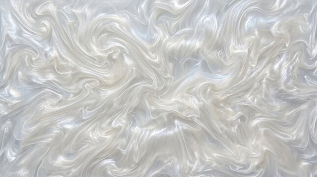 Abstract white liquid marble texture with smooth flowing swirls and glossy silk surface
