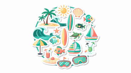 Fototapeta premium Beach summer vacation icons