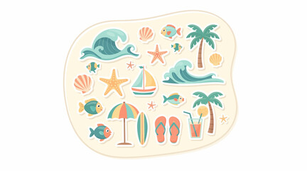 Naklejka premium beach summer vacation icons