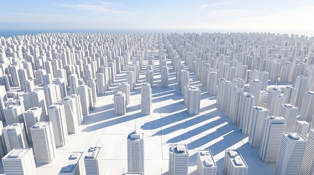 Sweeping Aerial View of Vast Modern City Skyline