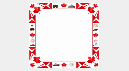 Fototapeta premium Canada frame border with maple leaf and symbols