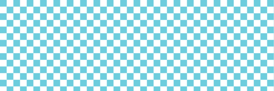 Hand drawn checkerboard background. white checker pattern with blue sea motif for a funky table decor and retro wallpaper bg. Vector illustration . EPS 10 
