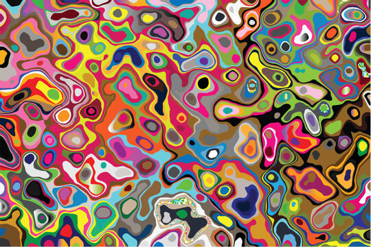 Abstract psychedelic liquid pattern background with vibrant colorful fluid shapes