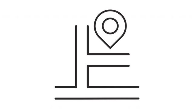 Animated Indoor Navigation Icon, Building Floor Map and Location Pin Vector Loop