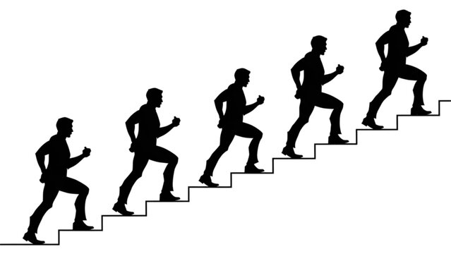 Silhouette of a runner climbing stairs in a sequence Vector