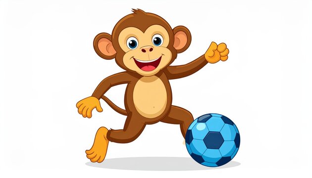 A cartoon monkey kicking a soccer ball.