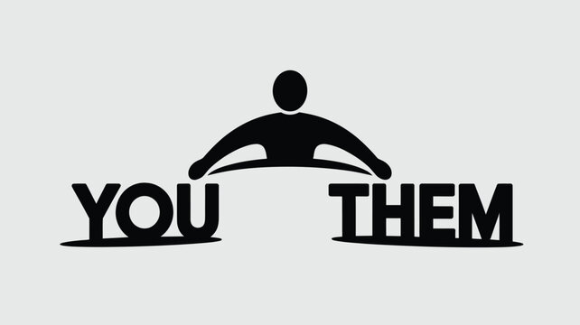 Person separating the words you and them illustrates the complex dynamics of social division and interpersonal conflict within human relationships.