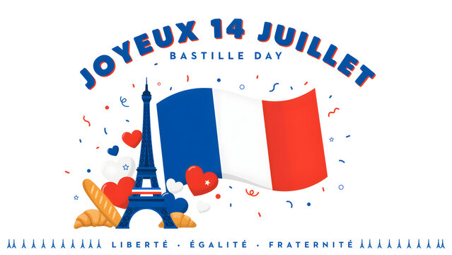 Colorful french flag celebration design with fireworks