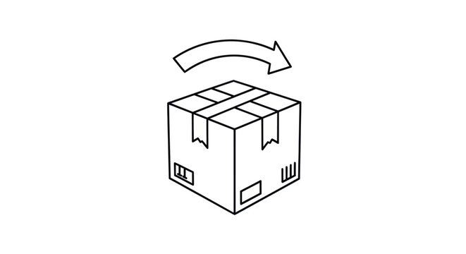 Shipping package with return arrow symbol for logistics