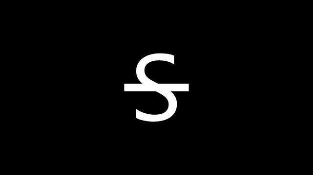 Glitch effect letter s animation, digital distortion and cyberpunk motion on black background