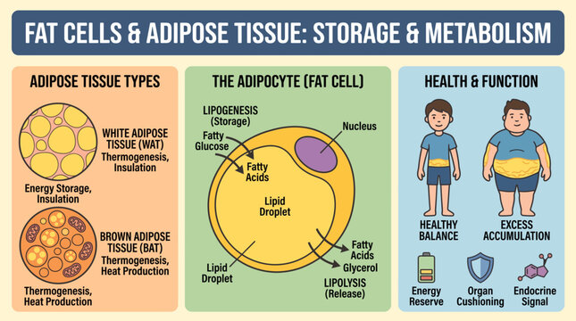 Fat Cells and Adipose Tissue Infographic Poster Vector Illustration