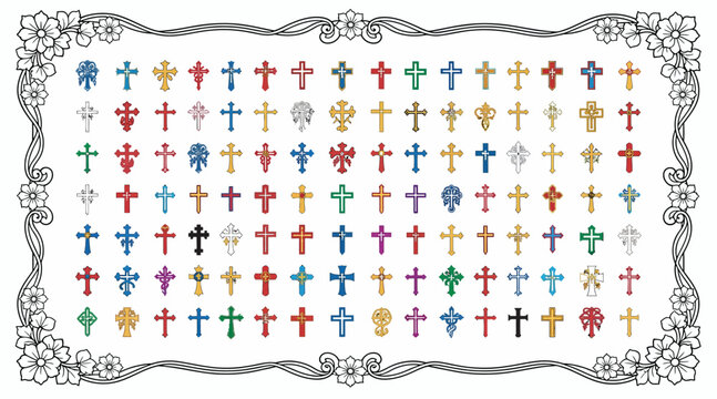 Collection of Diverse Christian Cross Symbols