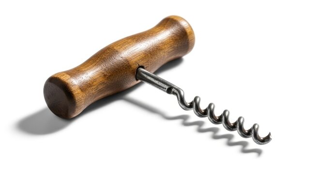 Vintage wooden handle corkscrew wine opener.