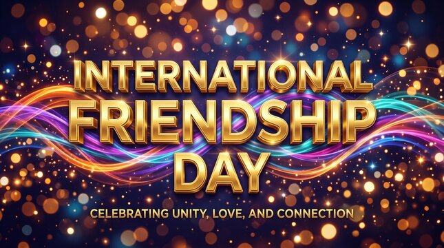 Vibrant international friendship day celebration background with colorful lights