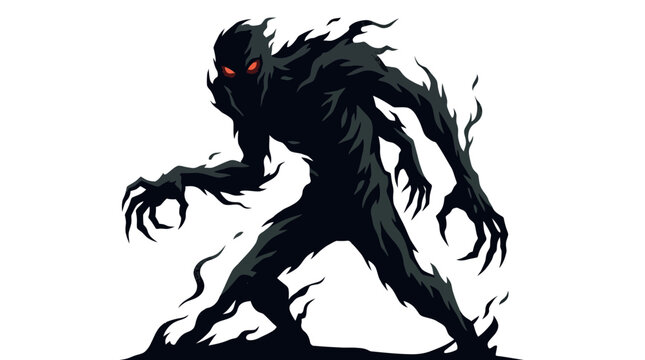 Dark Shadow Monster with Red Eyes, Horror Creature