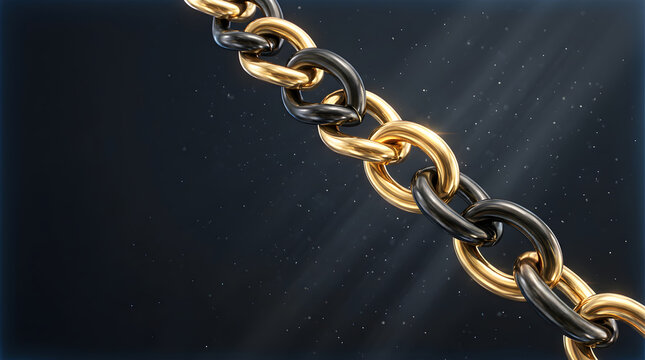 Golden and dark metallic chain linking together
