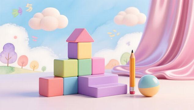 Building block early learning illustration background