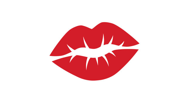 Red lips with cracked lip illustration.