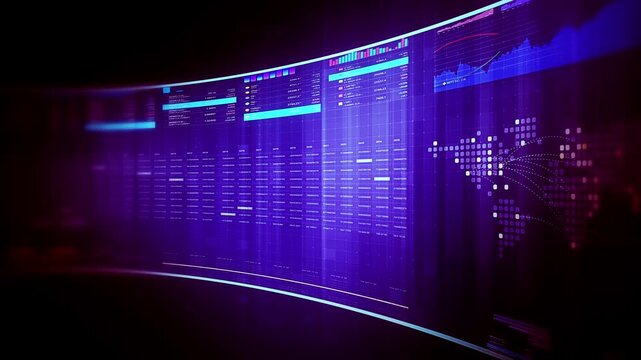 Futuristic global financial data visualization, world map and digital globe with candlestick chart, stock trading analytics, forex market dashboard, fintech infographic, big data interface