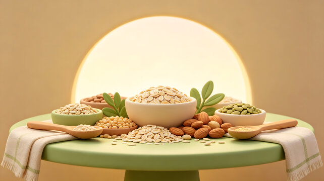 Oat nuts healthy food clay background