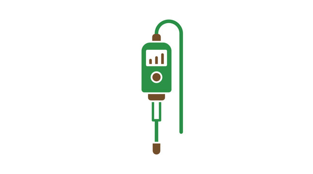 Digital pH meter probe for water or soil testing.
