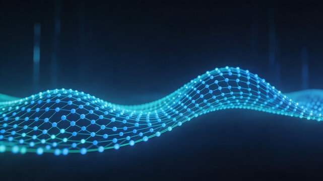 Abstract wave of glowing dots