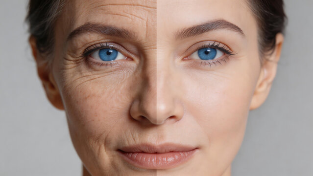Before and after skin comparison of a woman