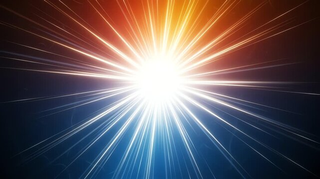 Radiant light burst with contrasting orange and blue radial rays