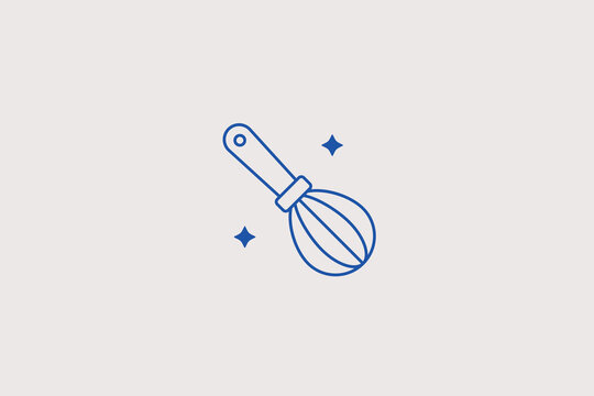 Classical metallic kitchen wire whisk utensil line icon for bakery shop. Useful vector illustration for pastry culinary academy, cooking school program, household tool catalog.