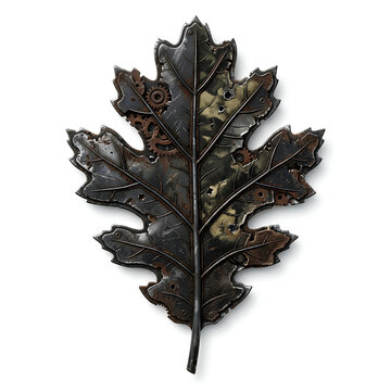 Dark Camouflage Leaf With Textured Veins.