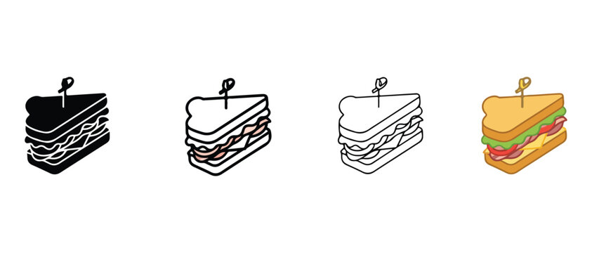 sandwiches with toothpicks on white background  sandwiches with various fillings and colors