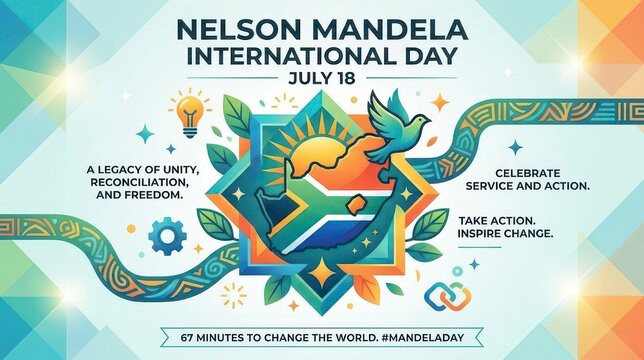 Nelson Mandela International Day colorful illustration
