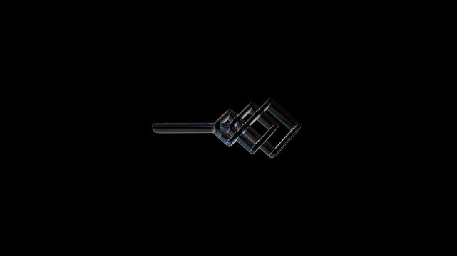 Abstract glass geometric diamond shapes on black background 3d icon